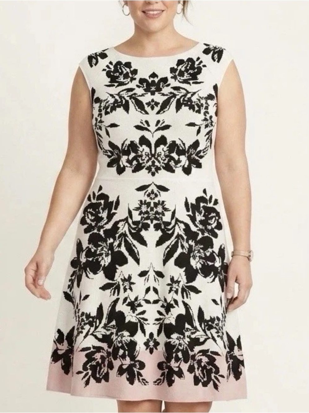 Coquette A-Line Knit Dress NWT Eliza J Large Parisian Romantic Preppy Office
